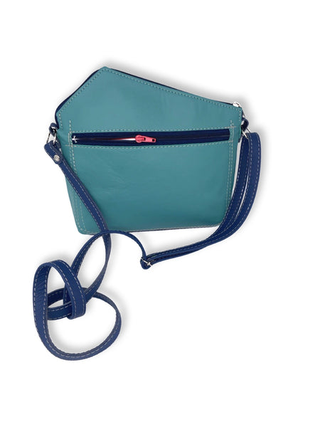 BRANCH medium/small triangular bag (aqua/navy & red/pink)